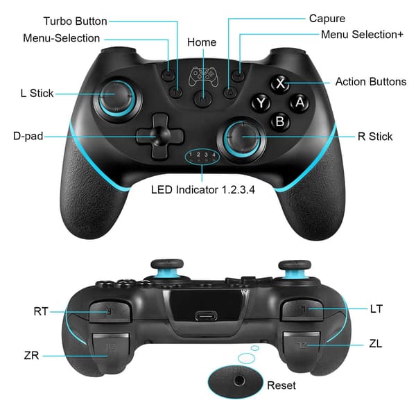 Bluetooth trådløs gamepad joystick til Nintendo Switch, 6-8 timers batterilevetid, ergonomisk design
