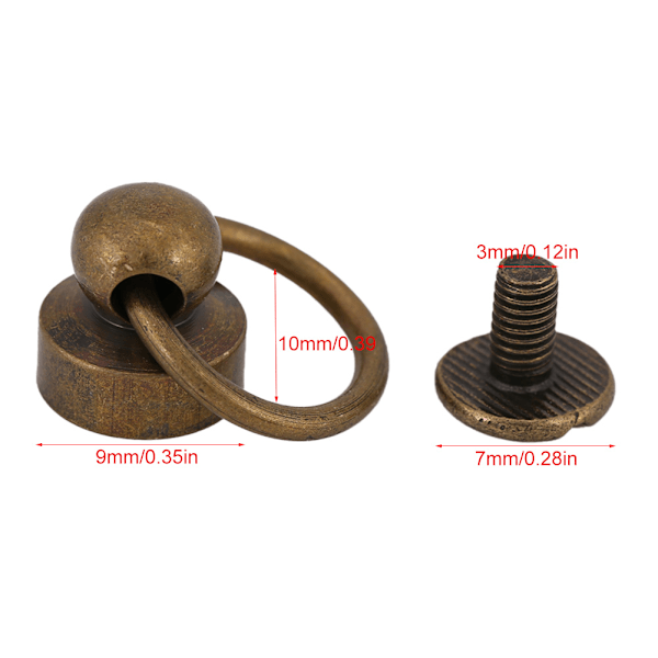 20 st DIY läderhantverk metallnit med ringspänne för handväska/telefonfodral dekoration (brons) (spårad skruv)