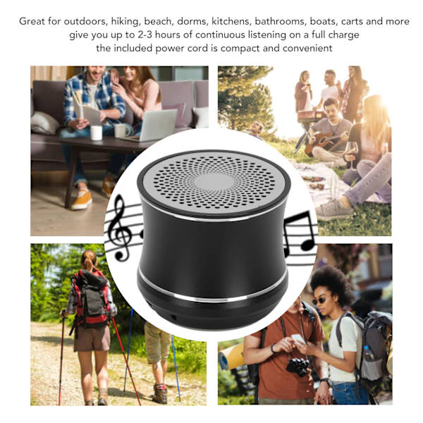 Mini Bluetooth-högtalare IP67 Vattentät Automatisk anslutning Bärbar trådlös högtalare med bashögtalare för duschrum Cykel Bil Black