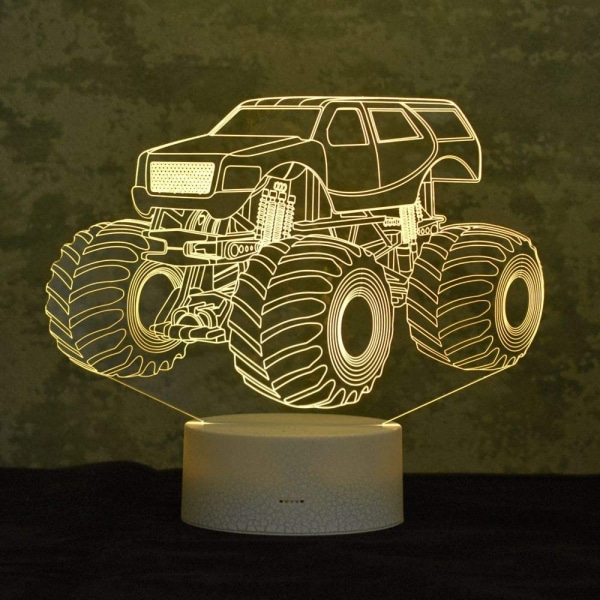 Nattlampor för barn Monster Truck 3D Nattlampa Sängbord L