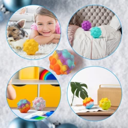 4 st Pop-Up Sensoriska Bollar för Barn - 3D Push Bubble Fidget Leksaker, Stresslindrande Leksaker för Barn och Vuxna, Perfekt Present för Ångest
