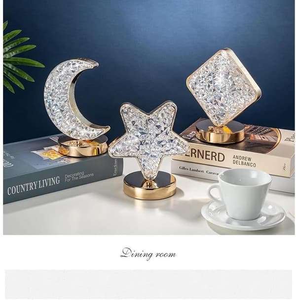 Sengelampe, Ambient Dekorationslys - Elegant Natlampe med Stjerne- og Månedesign for en Sofistikeret Stemning 4 Pack
