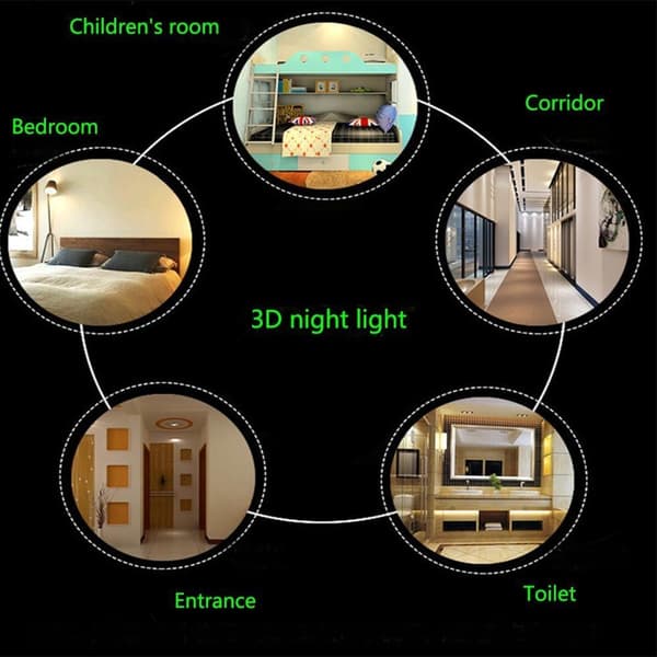 3D Frø Natlampe Illusionslampe 7 Farveskift LED Touch U