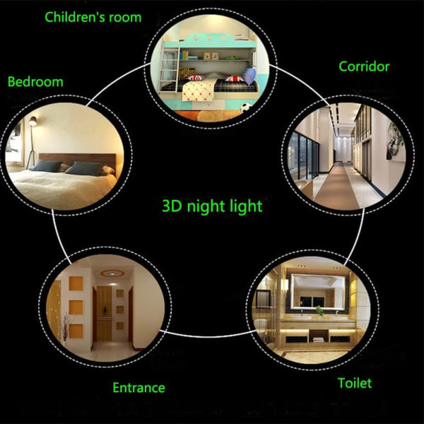 Optisk Illusion 3D Lotusblomma Nattlampa USB-Ström Touch Switch LED Dekoration Bordsslampa 7 Färger Växlande Ljus Jul Födelsedag Barn K