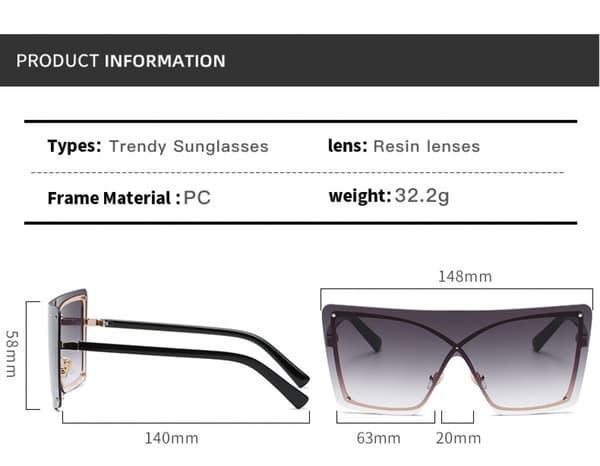 Unisex Gradient Solbriller Rammeløse Solbriller Utendørs Str