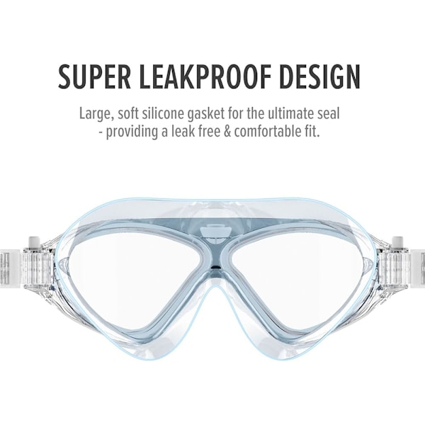 OutdoorMaster Simmask - Bred Synfält Simmask & Glasögon Anti-imma Vattentät L.Blå Light Blue