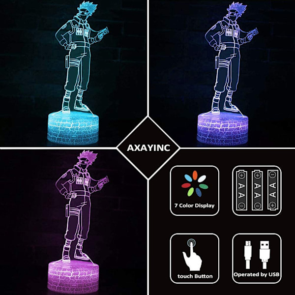 3D Natlampe LED Illusion Skrivebordslampe 7 Farveskift