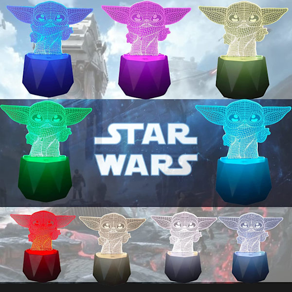 Star Wars Nattlampa med 4 Mönster, 3D Illusionlampa, Blå-Tandshögtalare, 3D Nattlampa Star Wars Dekoration Hem