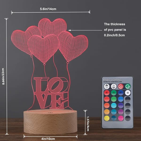 3D LED Nattlys Bryllupsgave, 16 Farger Endrende Lys, Il