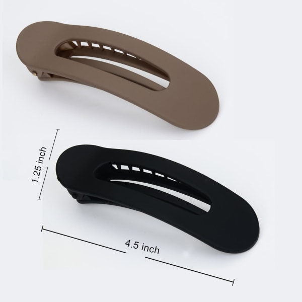4 st platta hårklämmor för kvinnor - Flat Lay Claw Clip | Stora platta klämmor för hår | Matt platta kloklämma | Starkt grepp Lay Flat hårklämma Black，White