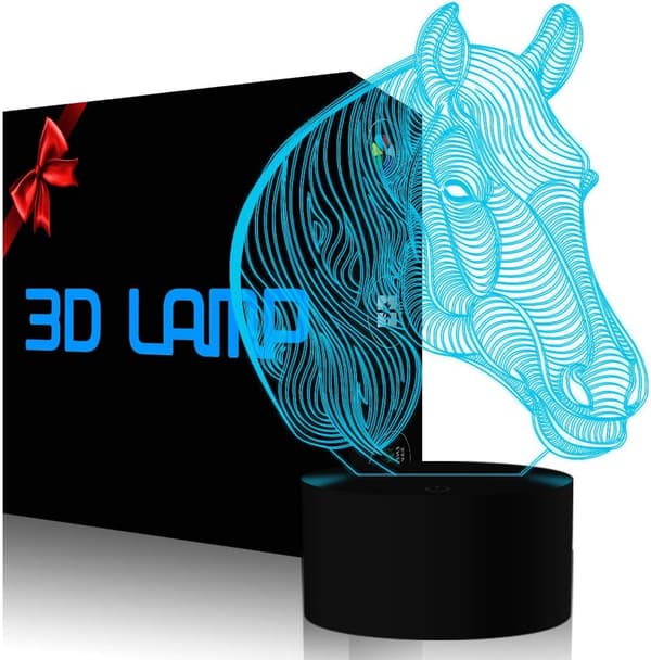 Hest nattlys, 3D illusjon skrivebordslampe nattlys for barn
