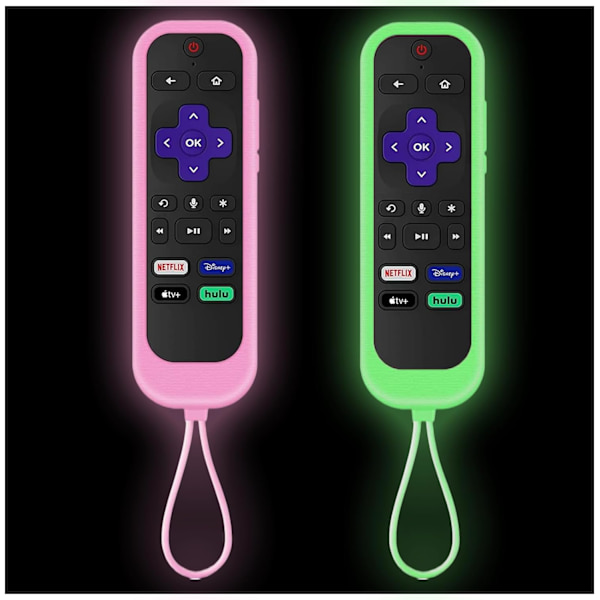 2-pack silikonfodral för TCL/Hisense Roku TV | Onn Roku | Roku Express 2021 | Roku Streaming Stick+ fjärrkontroll med snören A
