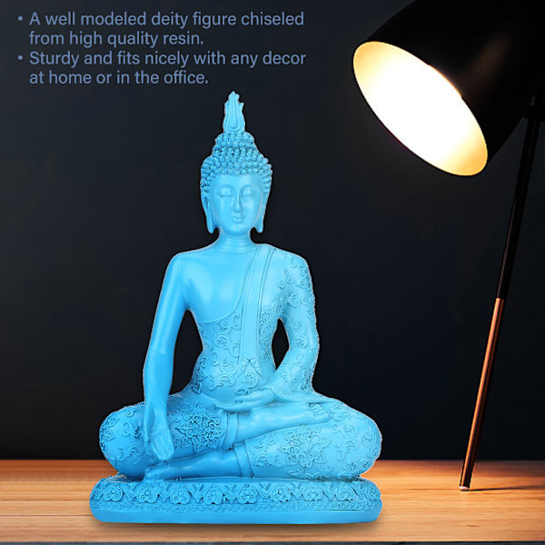 Resin Blå Buddhistisk Buddha Figur Statue Religiøs Skulptur Håndlavet Håndværk Dekoration