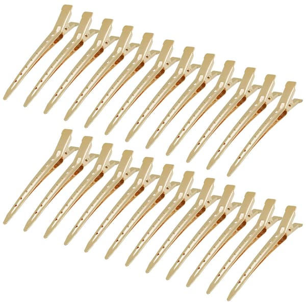 24 pakker med andebillklips, 3,35 tommer rustfrie metallklips med hull for hårstyling, hårfarging Gold