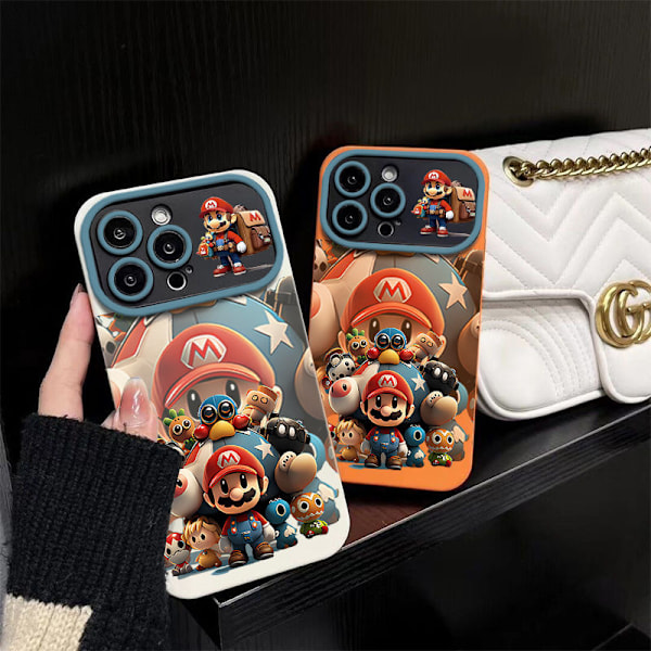 2024 Nytt Estetiskt Telefonfodral för iPhone, Mario Familj Telefonfodral för Flickor Kvinnor Cool Trendig Design Mjuk TPU Presentfodral för iPhone Orange iPhone 15 Plus
