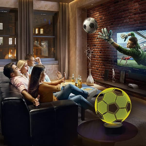 Fotball 3D Nattlys, 3D Illusjonslampe 16 Fargeskiftende