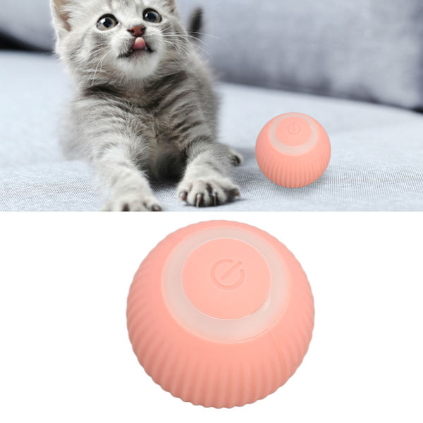 Interaktiivinen kissanpallolelu USB-ladattava turvallinen 2 tilaa Purentakestävä Esteen välttäminen Älykäs Wicked Ball -lelu kissoille Pink