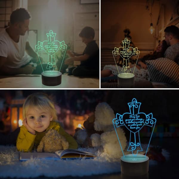 Jesus Kors 3D Nattlampe, Kristus Optisk Illusjon Lys 1