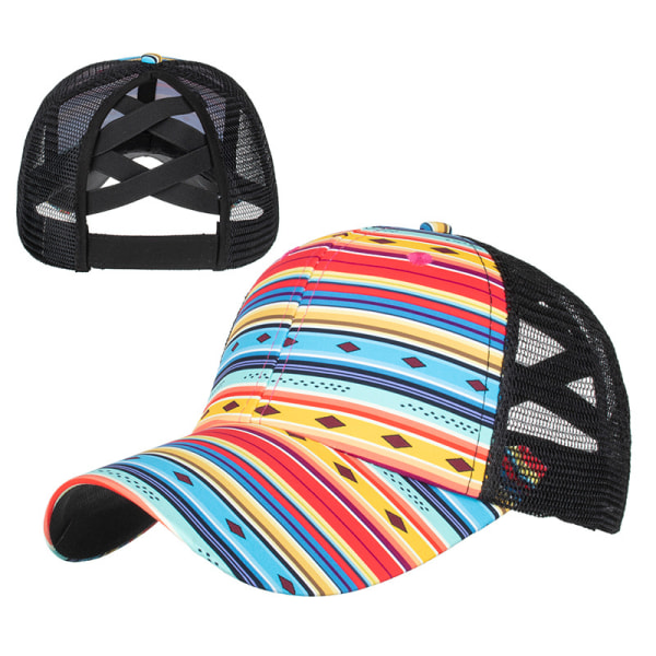 Kors elastisk mesh hästsvans baseball keps unisex justerbar B P