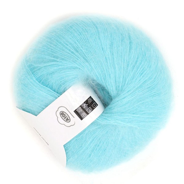 Populär mjuk mohair pashm stickad angora lång ullgarn varm (ljusblå)