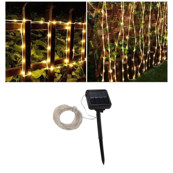 200 LED aurinkokäyttöinen köysivalo, säädettävä, vedenpitävä, kaunis, romanttinen aurinkokäyttöinen köysivalo puutarhan ja pihan koristeluun 200