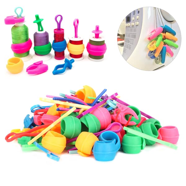 90 st Bobbin Thread Buddies Silikonklämmor Fixeringsklämmor Plast Sytillbehör