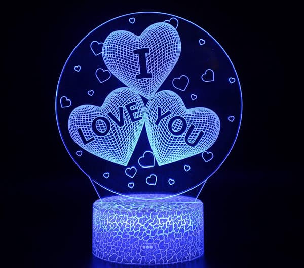 3D Illusjon Nattlys Lampe Jeg Elsker Deg Gave 3D Nattlys