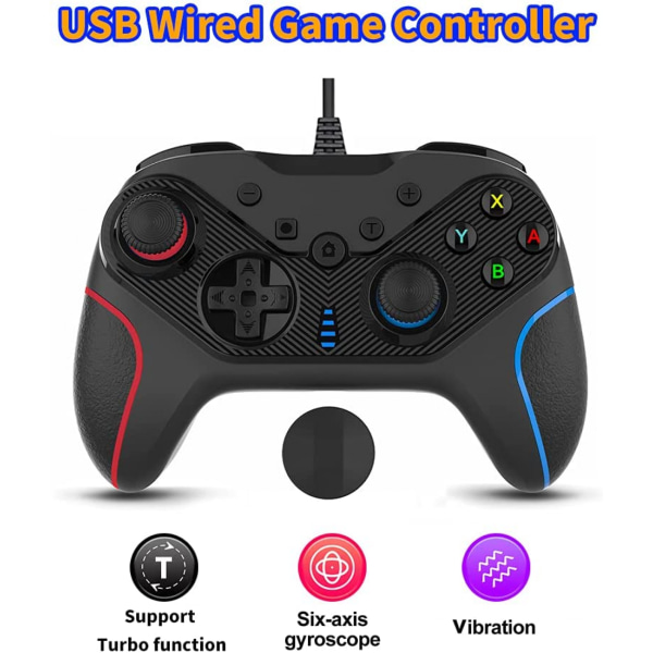 USB-kabelansluten spelkontroll Game Controller Ergonomisk joystick med Du B