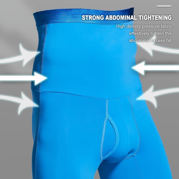 Män Tummy Control Shorts Hög Midja Underkläder Slankning Shapewear Body Shaper Ben Boxer Kalsonger Blue M