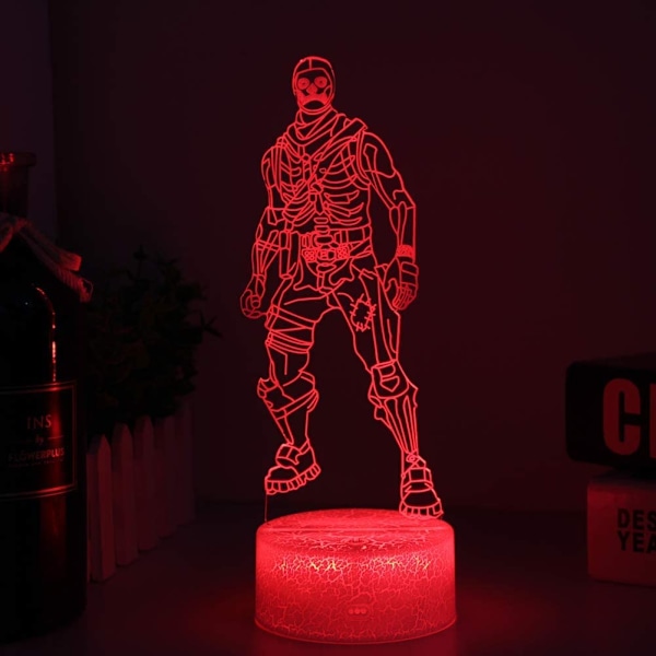 Fjernstyrt 3D nattlyslampe med 16 farger, skiftende visuell effekt, skrivebordslampe, nattbordlampe, hjemmedekorasjon til soverommet