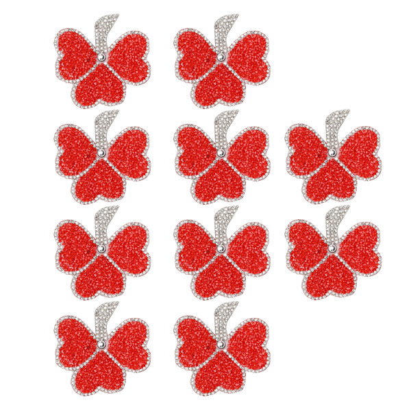 10 stk. Røde Blomster Krystal Patches Resin Rhinestones DIY Tilbehør Stryg på Applikation til Tøj Sko Hatte Tasker