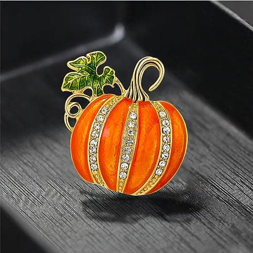 Damernas pumpa emaljbrosch - Trendig design, söt grön bladslagstift, perfekt för jul och tacksägelse. Idealisk accessoar