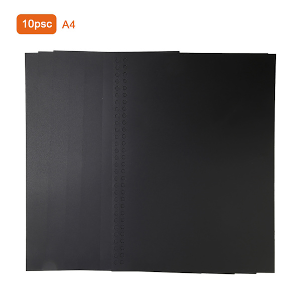 10 st svarta 30 hål A4 transparent PP bindemedelsfilm omslag hålslag dokumentmappar Ket