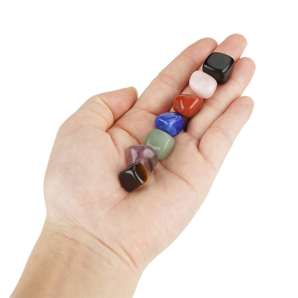 7PCS Naturlig Kristall Healing Tumbled Stones Set Yoga Chakras Energistener