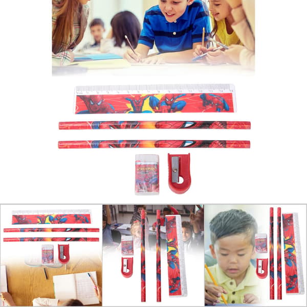 Kombination Stationery Set Cartoon Pennfodral 6-i-1 Kit för Barn Studenter Present (Spindel)