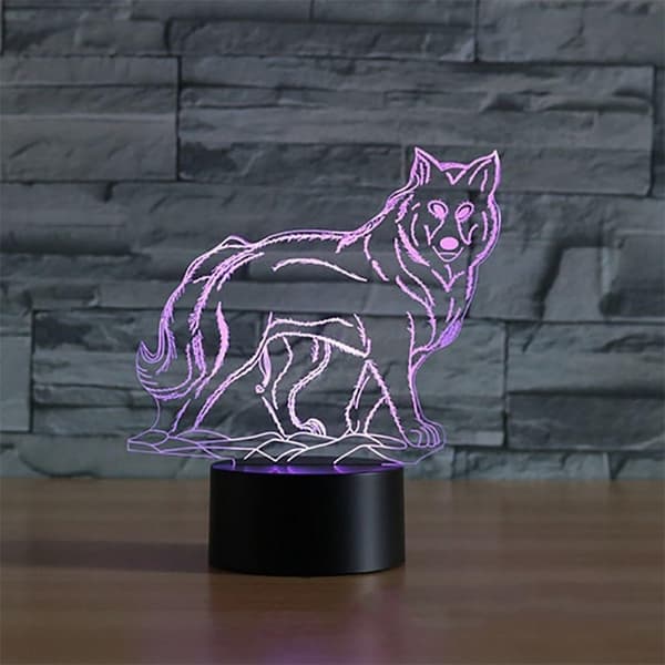 3D Optisk Illusion Ulve Farverig Lyseffekt Touch Sw