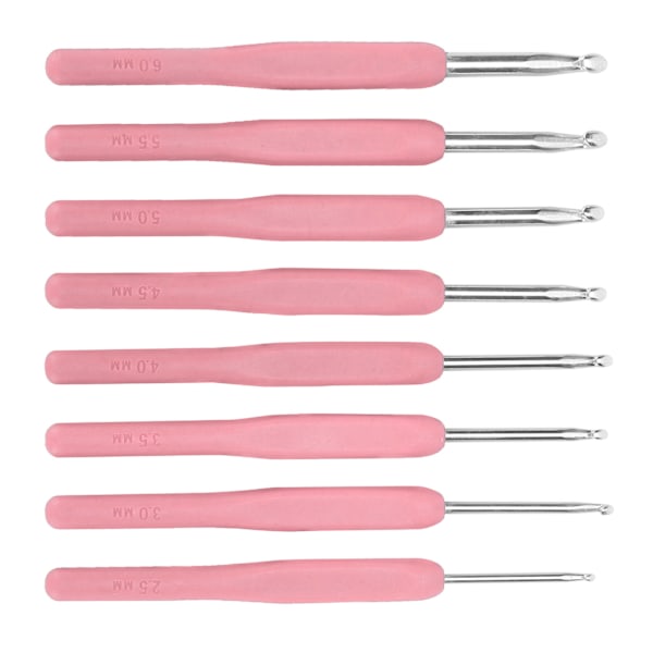 8 stk hæklenåle i flere farver sweater nål blødt håndtag vævning værktøjer til håndarbejde elskerePink