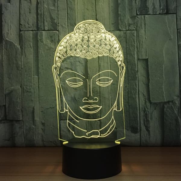 Nattlampe 3D Buddha Form Nattlys Fargerik USB Buddhisme