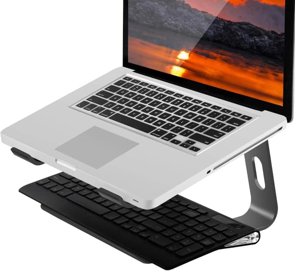 Ergonomisk Aluminium Laptop Stand - Stabil Ventileret Bordholder til 10-17\" Laptops Grey