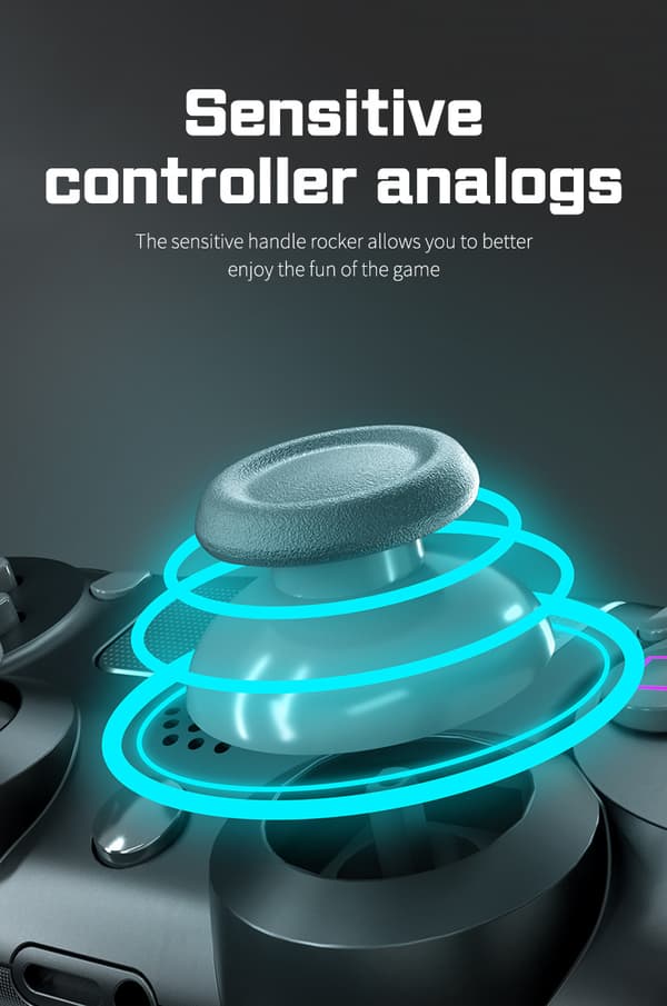 Trådløs Bluetooth 4.0 Vibrerende Gamepad med Lys til PS4 Black