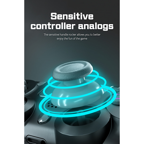 Trådløs Bluetooth 4.0 Vibrerende Gamepad med Lys til PS4 Blue