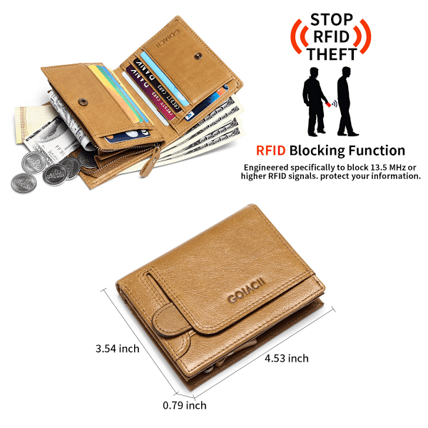 Plånbok för män, RFID-blockerande plånbok, plånböcker för män, dubbelvikt plånbok, flip-plånbok, plånböcker för män, smal dubbelvikt plånbok, superfin fiber PU syntetiskt läder