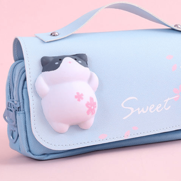 Sødt penalhus med squishy kat Kawaii pose skoleartikler