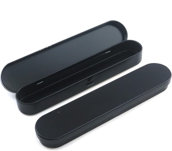 WJSMBlack Stationery Box Metal Pencil Case Empty Hinged Tin Box Pen Holders Pen Storage Containers 2PCS Black