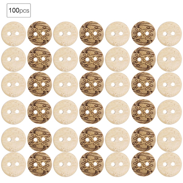 100 stk runde kokosnøttknapper Tegneserie DIY syhåndverk knapper Klær tilbehør 221