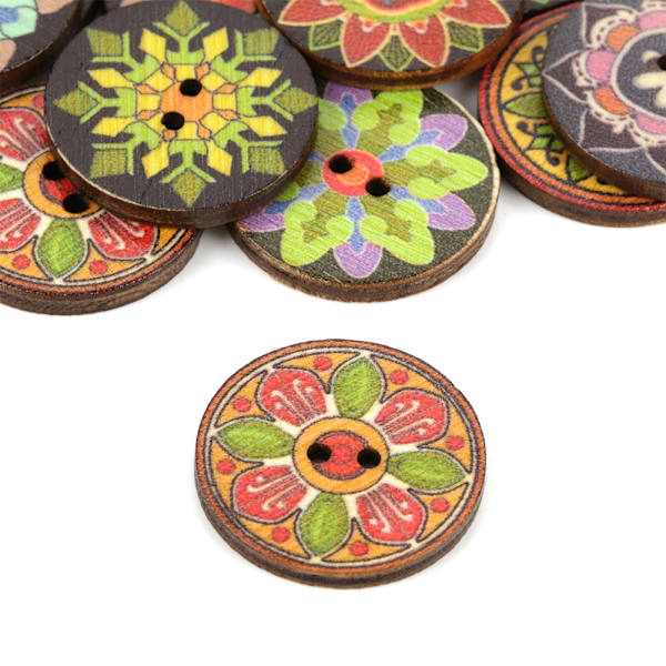 100 stk. farverige træknapper med 2 huller til syning og scrapbooking (#3)