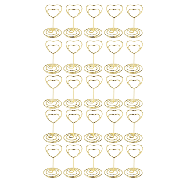 25 stk bordnummerstativer hjerteformet stabil base robust metall plasskort holder for bryllupsfest kontor