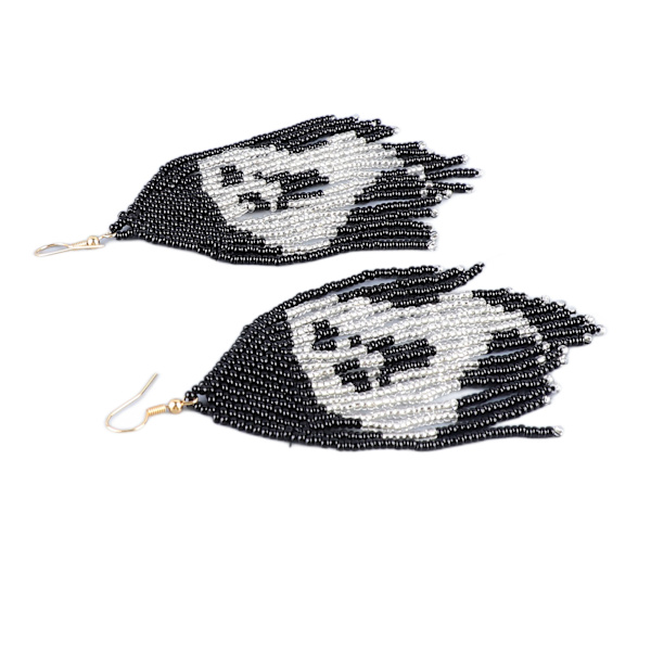 Lange perlearmbånd med dusk øredobber spøkelsesmønster håndverk fargefast lette perlearmbånd dinglende øredobber for kvinner Halloween