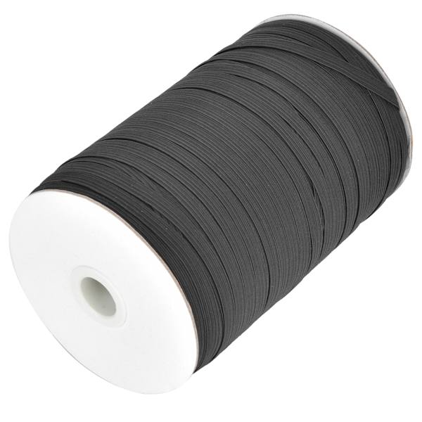 200 meter/rulle elastiskt band med hög elasticitet, multifunktionellt för skyddskläder, 6 mm bredd, svart