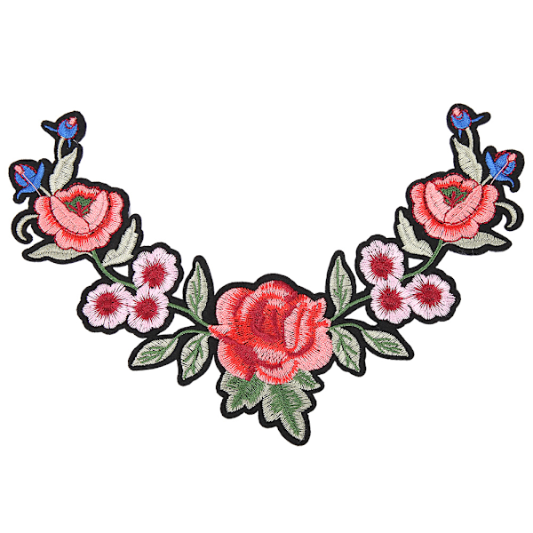 V-hals Rose Klær Brodert Patch DIY Dekorasjon Strykejern Sy Klistremerke Applikasjon Håndverk Tilbehør